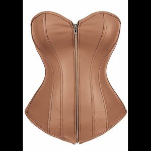 Mocha Brown Faux Leather Corset